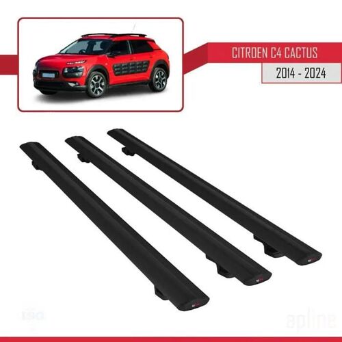 Barres De Toit - Citroën - C4 Cactus 2014 - Basic Modèle - 3 Pièces - Noir - Aluminium