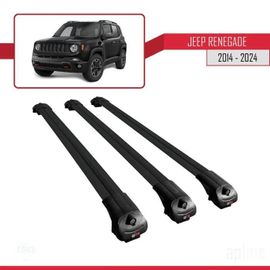 Barres De Toit - Ace-1 - Compatible Jeep Renegade 2014-2024 - Aluminium Noir - Charge Utile 300 Kg