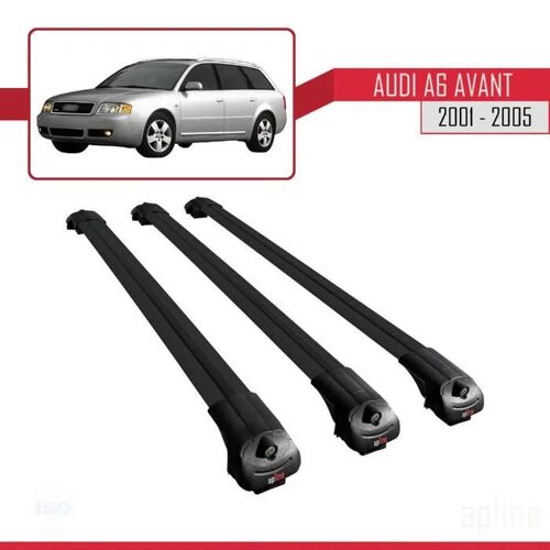 Barres De Toit - Ace-1 - Audi A6 Avant 2001-2005 - Aluminium Noir - Charge Utile < 300 Kg - 3 Barres