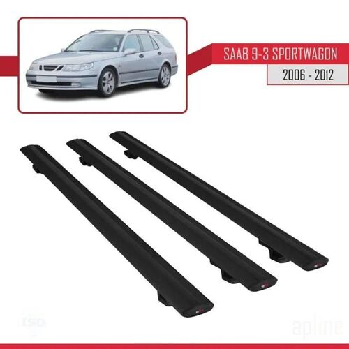 Barres De Toit - Saab - 9-3 Sportwagon - Basic Modèle - 3 Pièces - Noir - Aluminium