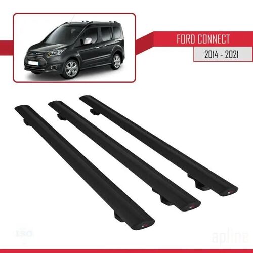 Compatible Avec Ford Connect 2014-2021 Barres De Toit Basic Modèle Railing Porte-Bagages De Voiture 3 Barres Noir