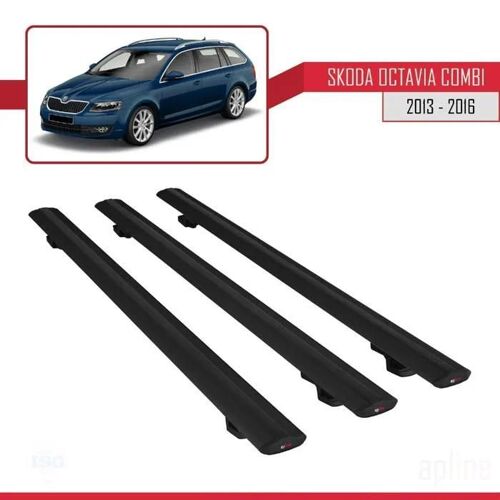 Barres De Toit - Skoda - Octavia Combi 2013-2016 - Basic Modèle - 3 Pièces - Noir