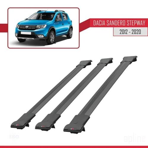 Barres De Toit - Fly - Dacia Sandero Stepway - 3 Barres - Aluminium - Noir
