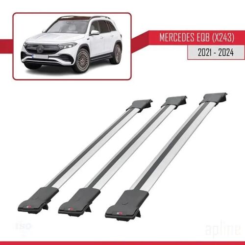 Compatible Avec Mercedes Eqb (X243) 2021-2026 Fly Model Barres De Toit Railing Porte-Bagages De Voiture Gris Aluminium 3 Barres
