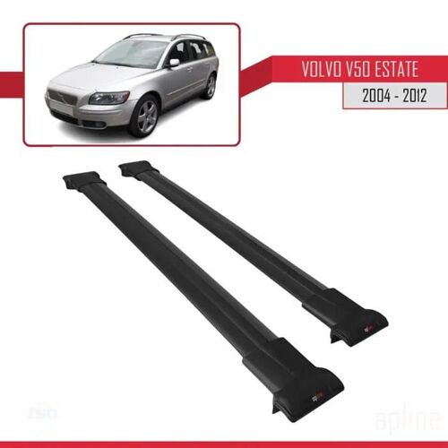 Barres De Toit - Fly - Compatible Volvo V50 2004-2012 - Aluminium - Noir - Charge Utile < 300 Kg
