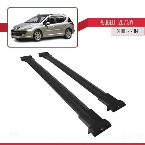 Barres De Toit - Fly - Modèle Noir - Compatible Peugeot 207 Sw - Aluminium - Charge Utile < 300 Kg