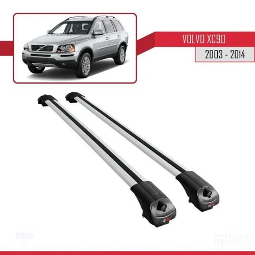 Barres De Toit - Ace-1 - Compatible Volvo Xc90 2003-2014 - Aluminium Gris - Charge Utile < 300 Kg