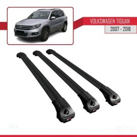 Barres De Toit - Ace-1 - Compatible Volkswagen Tiguan 2007-2016 - Aluminium Noir - Charge Utile 300 Kg