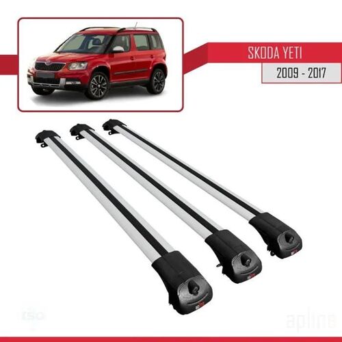 Compatible Avec Skoda Yeti 2009-2017 Ace-1 Barres De Toit Railing Porte-Bagages De Voiture Gris Aluminium 3 Barres