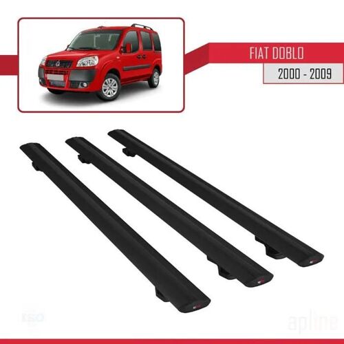 Barres De Toit - Fiat - Basic Modèle - 3 Barres - Aluminium - Noir
