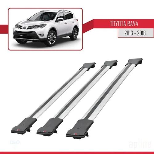 Barres De Toit - Fly - Compatible Toyota Rav4 2013-2018 - 3 Barres - Aluminium - Gris