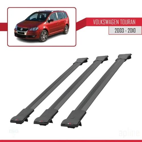 Barres De Toit - Fly - Volkswagen Touran 2003-2010 - 3 Barres - Aluminium - Noir