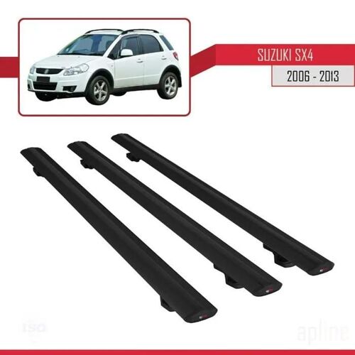 Barres De Toit - Suzuki - Sx4 2006-2013 - Basic Modèle - Aluminium - 3 Pièces - Noir