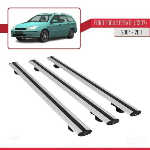 Barres De Toit - Ford - Basic Modèle - Aluminium - Gris - 3 Pièces - Charge < 300 Kg