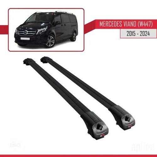 Compatible Avec Mercedes Viano 3 (W447) 2014-2026 Ace-1 Barres De Toit Railing Porte-Bagages De Voiture Noir Aluminium 2 Barres