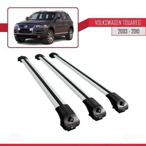 Compatible Avec Volkswagen Touareg (7l) 2002-2010 Ace-1 Barres De Toit Railing Porte-Bagages De Voiture Gris Aluminium 3 Barres