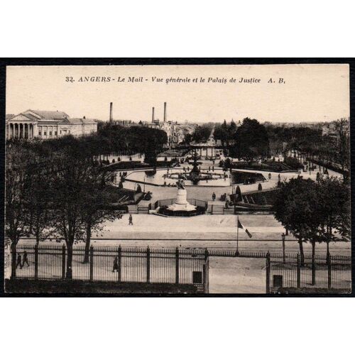 Carte Postale Ancienne, France, Maine Et Loire ( 49 ), Angers, Le Mail, Vue Générale Et Le Palais De Justice