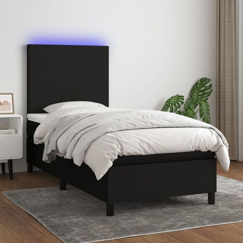 Vidaxl Sommier Tapissier Avec Matelas Et Led Noir 90x190 Cm Tissu