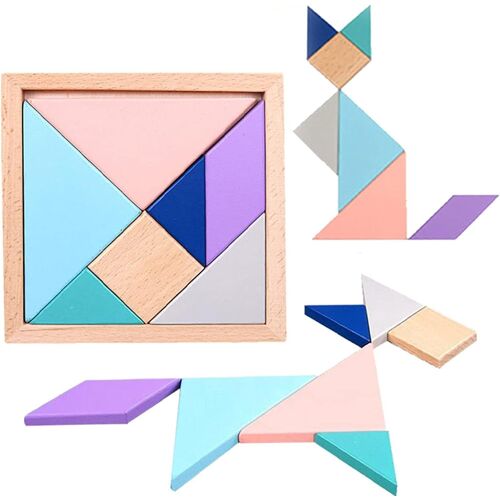 Jeu Logique Puzzle Blocs De Bois Puzzle 7 Pcs En Bois Tangram Casse-Tête Puzzle Éducatif Développement Intellectuel Jeu Enfants Jouet Cadeau Éducatif Montessori Pour Les Enfants De 3-8 Ans