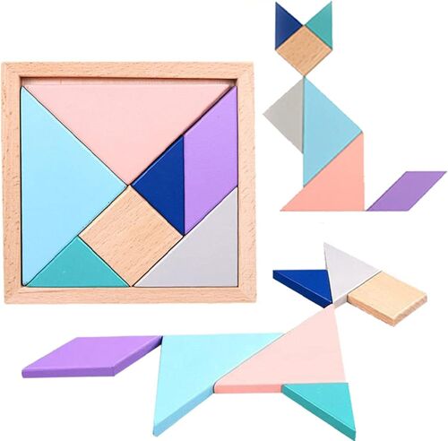 Jeu Logique Puzzle Blocs De Bois Puzzle 7 Pcs En Bois Tangram Casse-Tête Puzzle Éducatif Développement Intellectuel Jeu Enfants Jouet Cadeau Éducatif Montessori Pour Les Enfants De 3-8 Ans