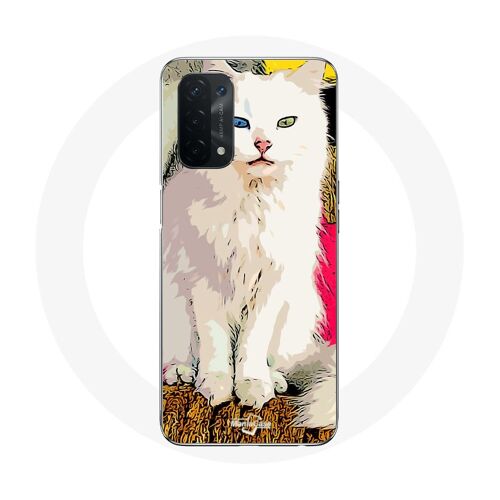 Coque pour Oppo A74 5G Turc de van chat blanc aux yeux bleu et jaune