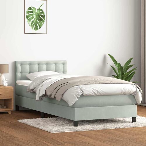 vidaXL Sommier à lattes de lit et matelas gris clair 80x210 cm velours