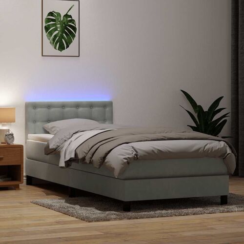 vidaXL Sommier à lattes de lit et matelas gris clair 80x210 cm velours