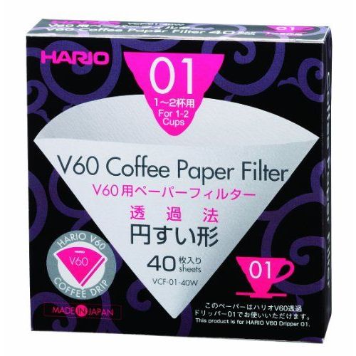 Hario Vcf-01  100m Lot De 100 Filtres À  Café En Papier, Blanc, Size 01-40pcs