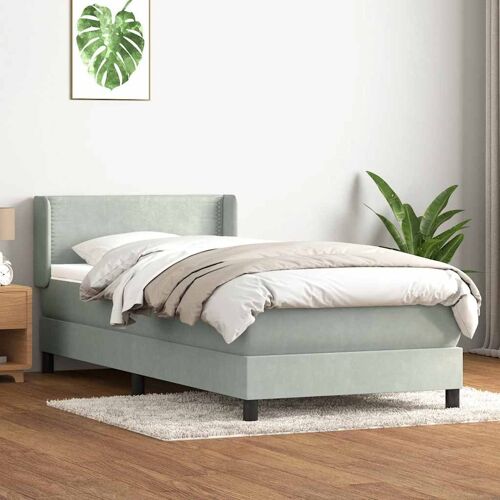 vidaXL Sommier à lattes de lit et matelas gris clair 80x210 cm velours