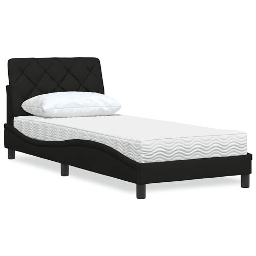 vidaXL Lit avec matelas noir 90x200 cm tissu