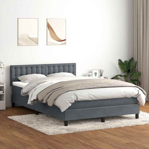 vidaXL Sommier à lattes de lit et matelas gris foncé 140x220cm velours