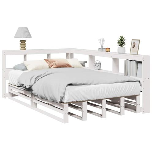 Vidaxl Lit Bibliothèque Sans Matelas Blanc 120x200 Cm Bois Pin Massif