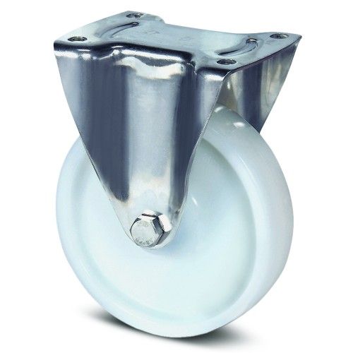 Roulette fixe inox - roue polyamide - à platine - ø 80 mm - Alpha TENTE