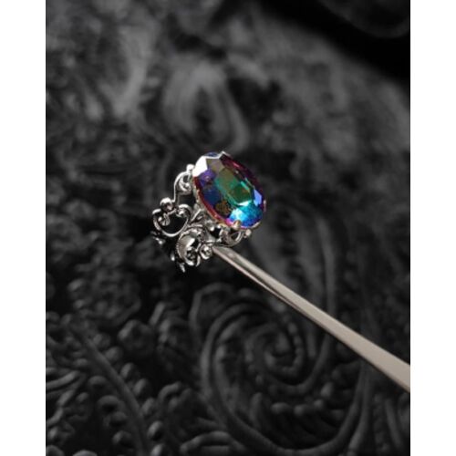 Bague De Cocktail En Cristal Classique, Sorcellerie Pprédéterminée, Bague Ouverte Baroque, Gothique, Vintage, Vampires, Sang
