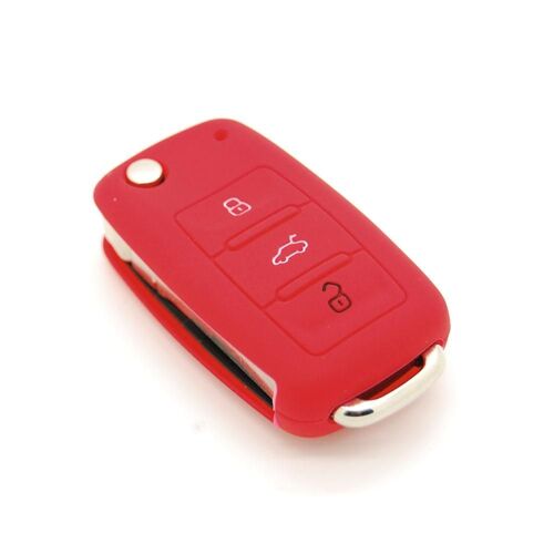 Housse De Clé En Silicone Pour Volkswagen Polo Passat Golf 3 Boutons Rouge