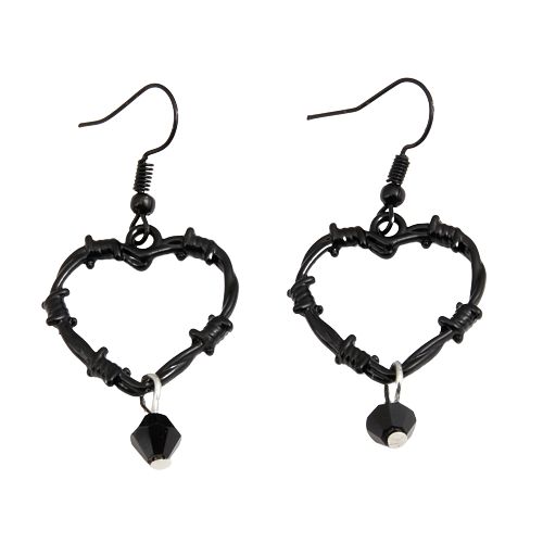 Boucles D'oreilles Gothiques En Forme De Coeur Creux Pour Femmes Et Filles, Boucles D'oreilles Pendantes, Conception De Bijoux, Perles Noires, Cadeaux Occultes Faits À La Main