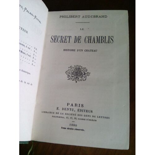Le Secret De Chamblis Histoire D'un Château