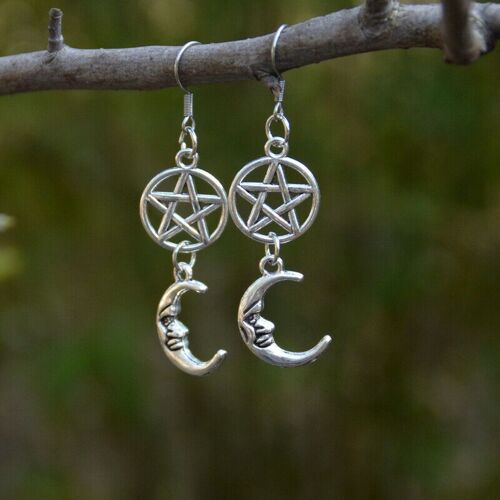 Boucles D'oreilles Gothiques, Croissant, Lune, Étoile, Pentagramme, Bijoux Faits À La Main Pour Femmes, Nouvelle Mode, Cadeau D'anniversaire