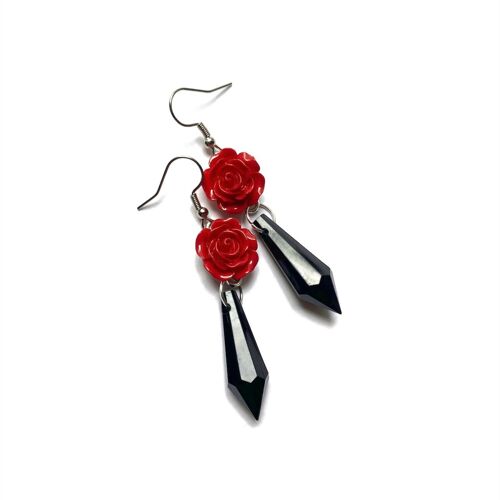 Boucles D'oreilles En Forme De Larme Noire Avec Poubelle Rouge, Style Victorien Vintage, Bijoux Gothiques, Boucles D'oreilles De Mariage, Mariée, Demoiselle D'honneur, Saint Valentin