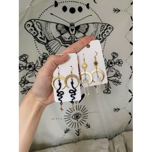 Boucles D'oreilles Pendantes En Or Faites À La Main Pour La Salle À Manger, Boucles D'oreilles Longues, Bijoux Boho, Cristal 216.239., Non Réel