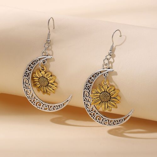Boucles D'oreilles Hiphelicopter Filig123 Moon Hook Pour Femme, Localité, Soleil, Lune, Étoiles, Mignonnes, Faites À La Main, Cadeau, Crescent Luna, Nouvelle Mode, 2022