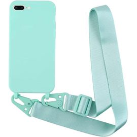 Coque Compatible Avec Iphone 6/7/8 Plus(5.5) Silicone Avec Cordon Case,Couleurs De Bonbons Cover Silicone Antichoc,Coque Protection Caméra Antichoc Avec Cordon Réglable Téléphone Case.-Turquoise