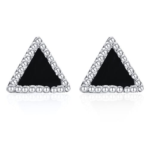 Boucles D'oreilles Triangle Noir Élégant Pour Hommes, Petit Bijou Géométrique Punk Anti-Allergie En Acier Inoxydable