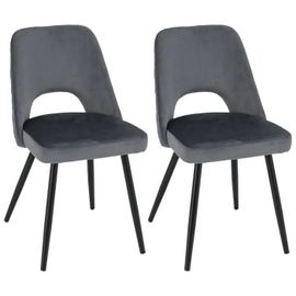 Costway Lot 2 Chaises De Salle À Manger Rembourrées Avec Coussin En Eponge Haute Densité, 60 X 46 X 84 Cm, Gris