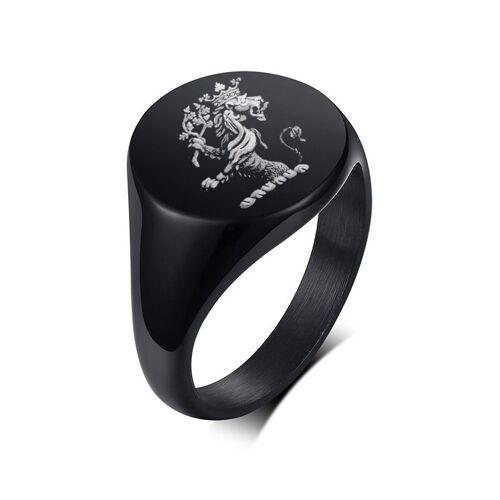 Bague Pinky En Acier Inoxydable Noir Poli Pour Homme, Anneau De Guitare Unisex, Louisiane, Rey, Signet