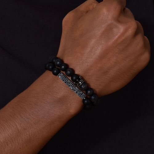 1/2/3pcs Dans Un Ensemble Couronne Roi Charme Noir Mat Perles Bracelet Pour Hommes 8mm Pierre De Tigre Naturel Pierre Empilable Bracelets Ensemble