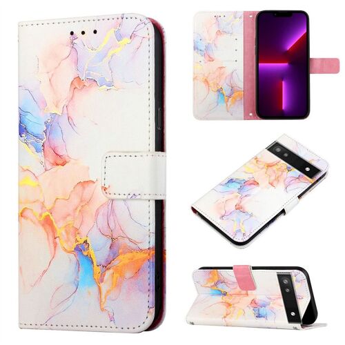 Saturcase Coque Pour Google Pixel 6a 5g, Beau Marbre Pu Cuir Magnétique Flip Portefeuille Support Porte-Carte Protecteur Housse Étui Avec Dragonne Pour Google Pixel 6a 5g (Ys-1)