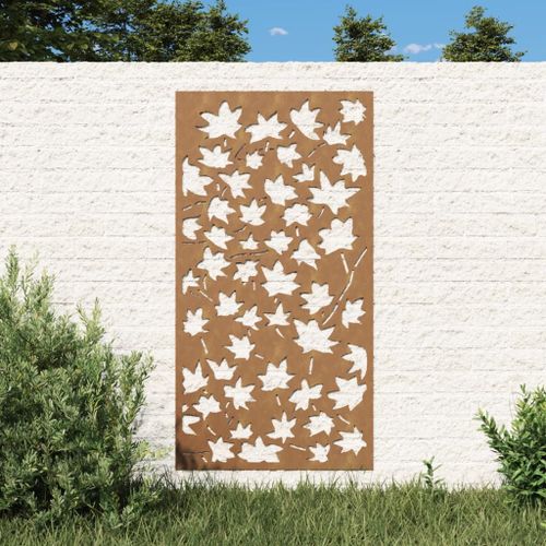 Vidaxl Décoration Murale Jardin 105x55 Cm Acier Corten Design Feuille