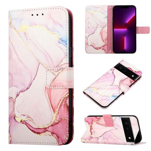 Saturcase Coque Pour Google Pixel 6, Beau Marbre Pu Cuir Magnétique Flip Portefeuille Support Porte-Carte Protecteur Housse Étui Avec Dragonne Pour Google Pixel 6 (Ys-4)