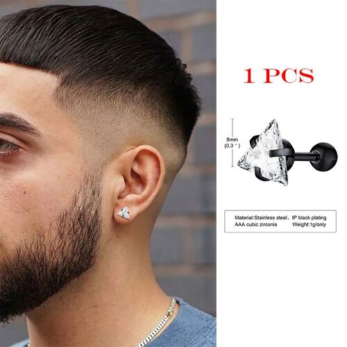 Boucles D'oreilles À Clous Pour Hommes, En Forme Triangle, En Cristal Et Zircon, Petits Clous Minimalistes, En Acier Inoxydable, Pour Femmes